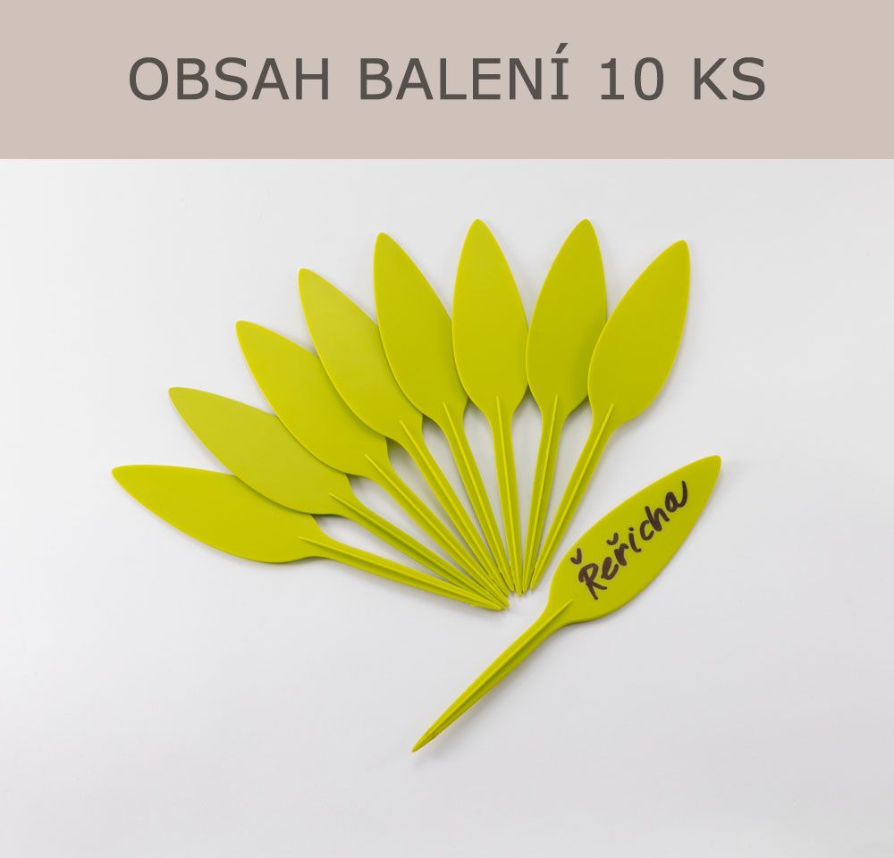 Štítky zapichovací LÍSTEK (10 ks) - světle zelená