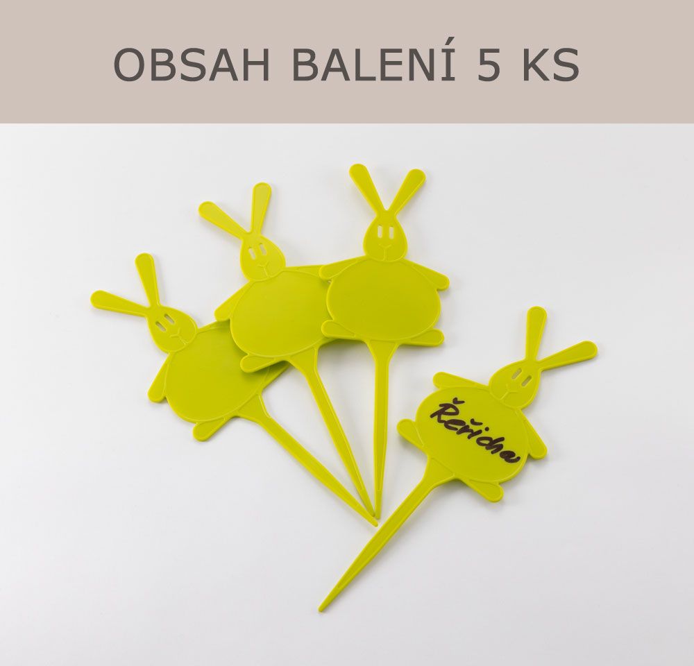 Štítky zapichovací ZAJÍC (5 ks) - světle zelená