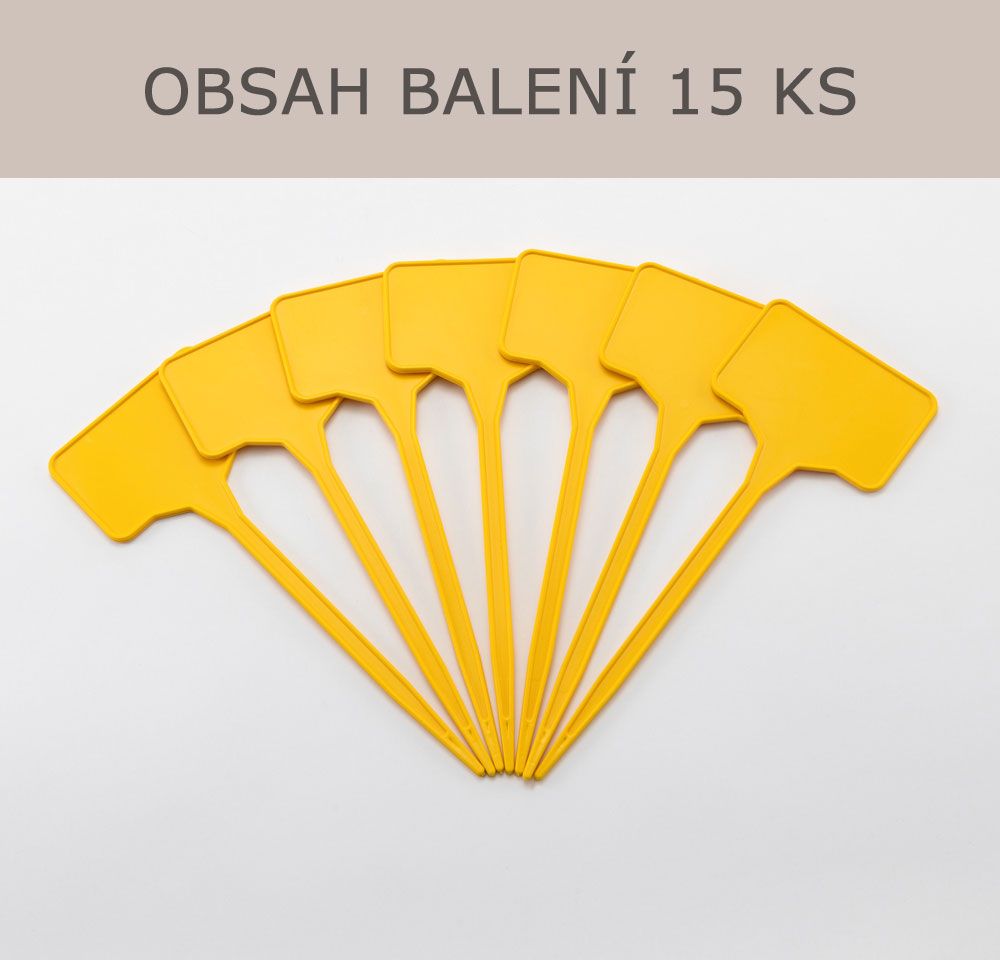 Štítky zapichovací KLASIK (15 ks) - žlutá